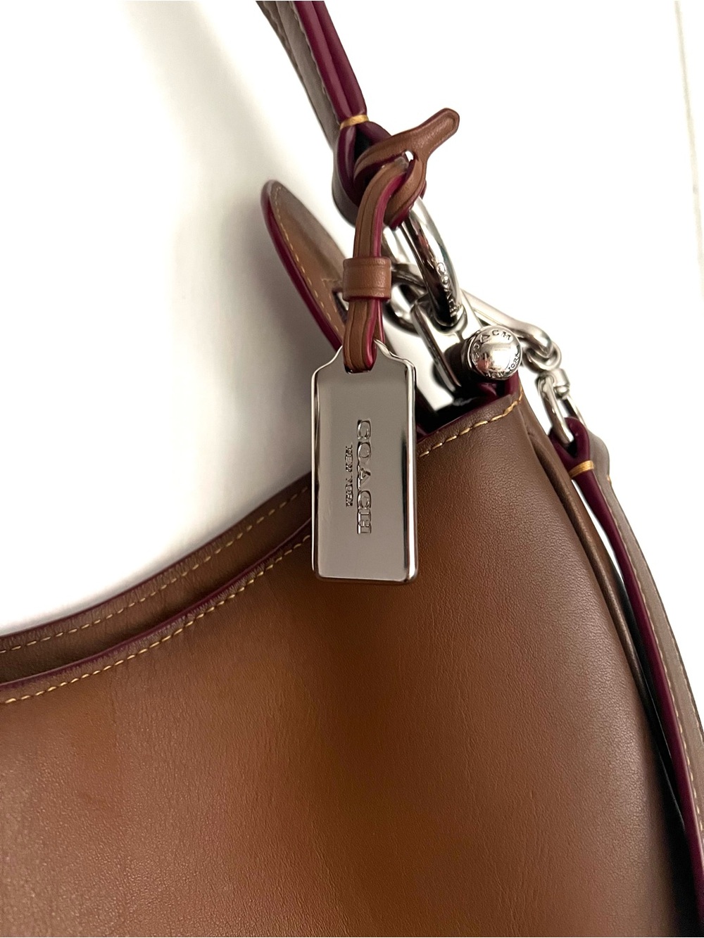 Coach Nomad Mae Burnished Glovetanned Leather Brown Hobo Crossbody Bag 54868 - Picture 3 of 10